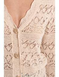 Cardigan en maille ajourée, col V