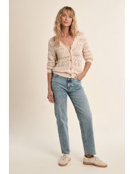 Cardigan en maille ajourée, col V