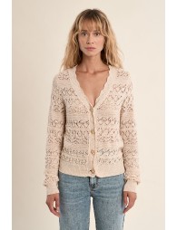 Openwork knit cardigan, V-neck