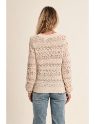 Openwork knit cardigan, V-neck