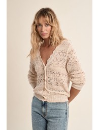 Cardigan en maille ajourée, col V