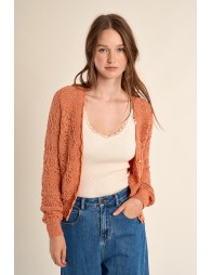 Cardigan en maille ajourée, col V