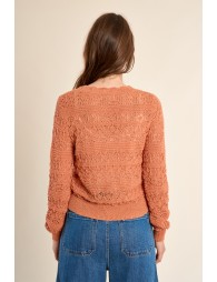 Openwork knit cardigan, V-neck