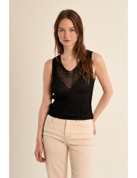 Openwork knit tank top