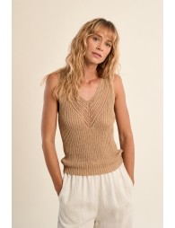 Openwork knit tank top