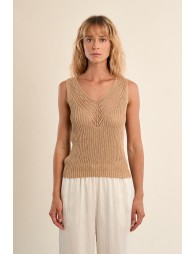 Openwork knit tank top
