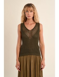 Openwork knit tank top