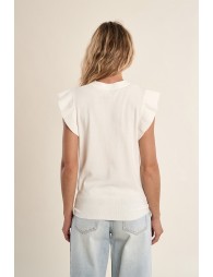 Short-sleeved sweater, ruffled