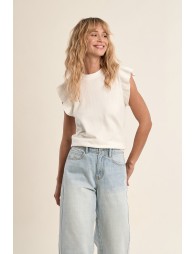 Short-sleeved sweater, ruffled