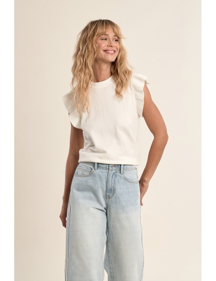 Pull manches courtes, volantées