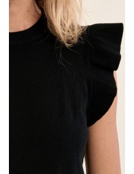 Jersey de mujer de manga corta, detalle volante.