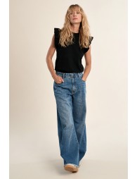 Short-sleeved sweater, ruffled