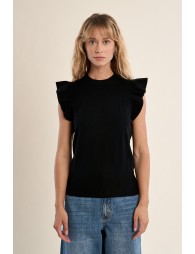 Short-sleeved sweater, ruffled
