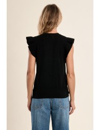 Short-sleeved sweater, ruffled