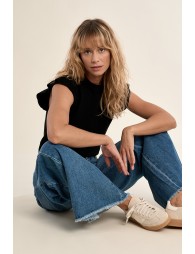 Short-sleeved sweater, ruffled