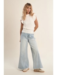 Pull manches courtes, volantées