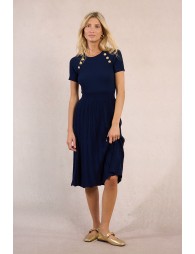 Long knitted dress, belted