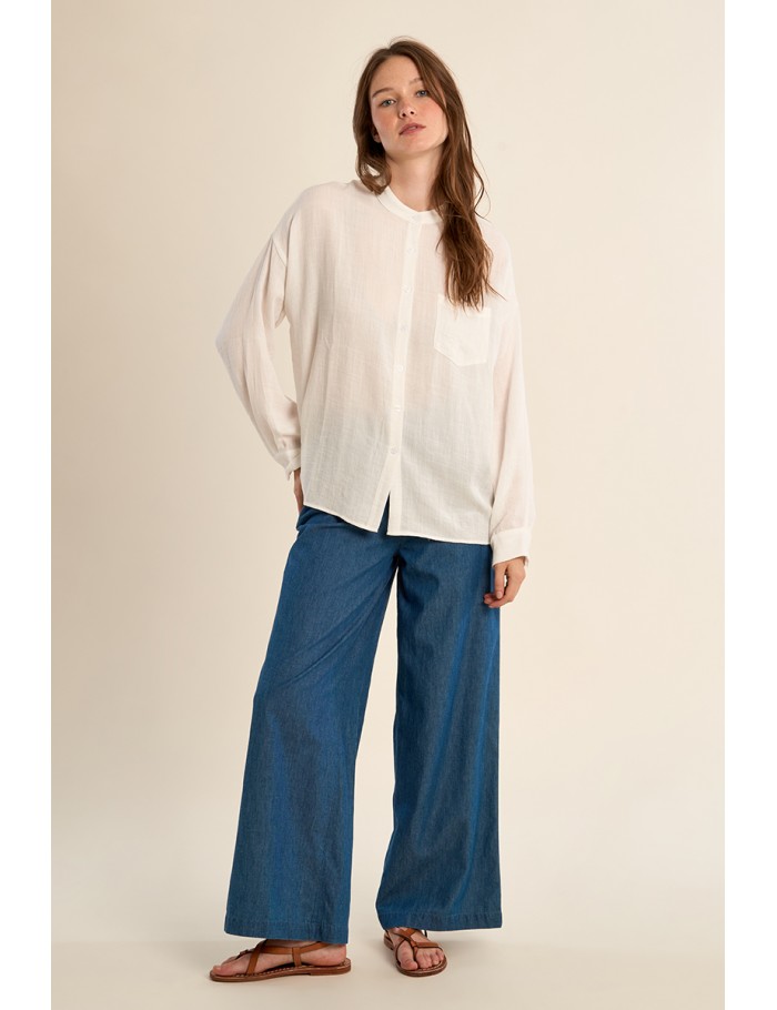 Chemise col mao, ouverte dans le dos