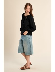 Blouse col rond perlé