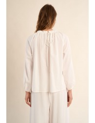 Blouse col rond perlé