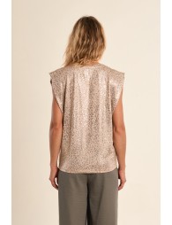 T-shirt imprimé à larges épaulettes