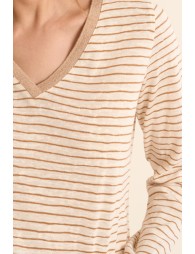 Camiseta de mujer de manga larga, estampado rayas.