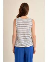 Top de mujer de manga sisa, estampado rayas.