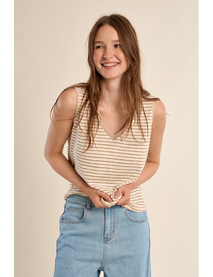 Tank top with wide straps, sailor shirt