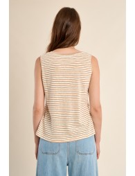 Top de mujer de manga sisa, estampado rayas.