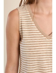 Top de mujer de manga sisa, estampado rayas.