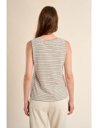 Top de mujer de manga sisa, estampado rayas.