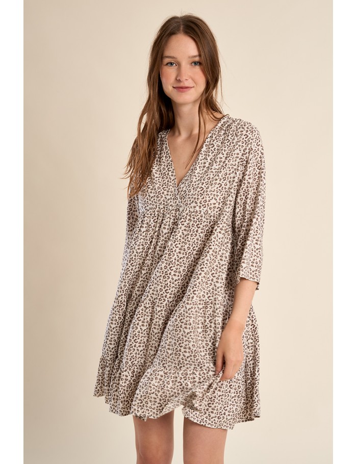 Robe courte imprimée léopard