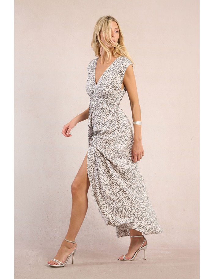 Robe longue imprimée léopard