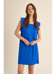 Vestido de manga corta de mariposa, con pliegues.