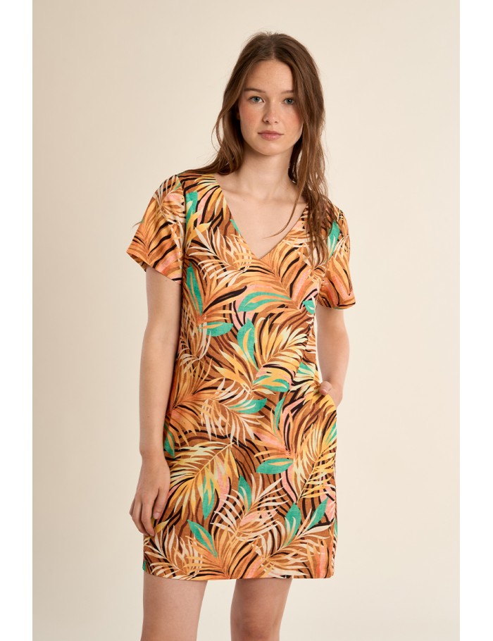 Short and straight printed dress