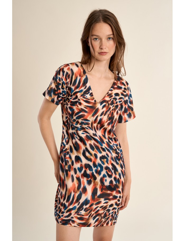 Robe courte et droite, imprimée