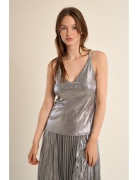 Cross-back camisole, metallic effect