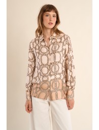 Camisa de mujer de manga larga, estampado fantasía.