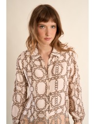 Camisa de mujer de manga larga, estampado fantasía.