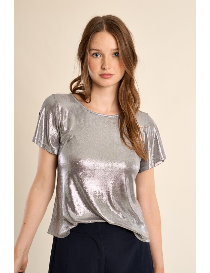 Halter T-shirt, metallic effect