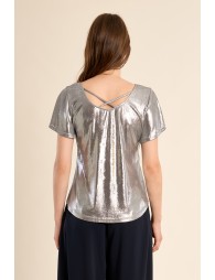 Halter T-shirt, metallic effect