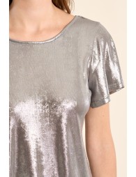 T-shirt dos nu, effet métallisé