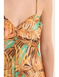 Long pleated dress, printed