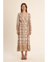 Longue robe portefeuille, imprimée