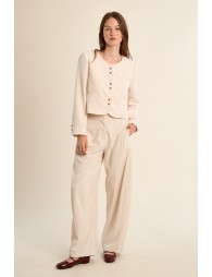 Chaqueta de mujer de manga larga, botones borados.