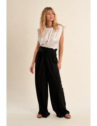 Pantalon large, taille haute