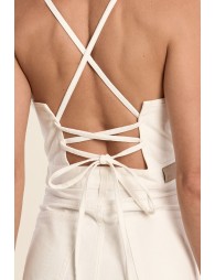 Vestido midi, de tirantes, con lazada.