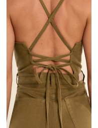 Vestido midi, de tirantes, con lazada.