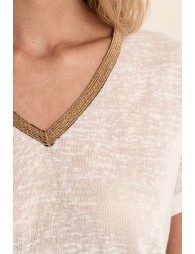 T-shirt col V, doré