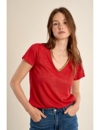 T-shirt col V, doré